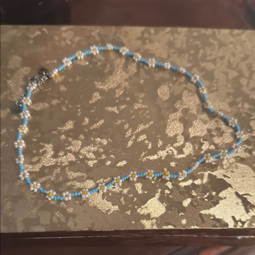 Blue and White Beaded Necklace